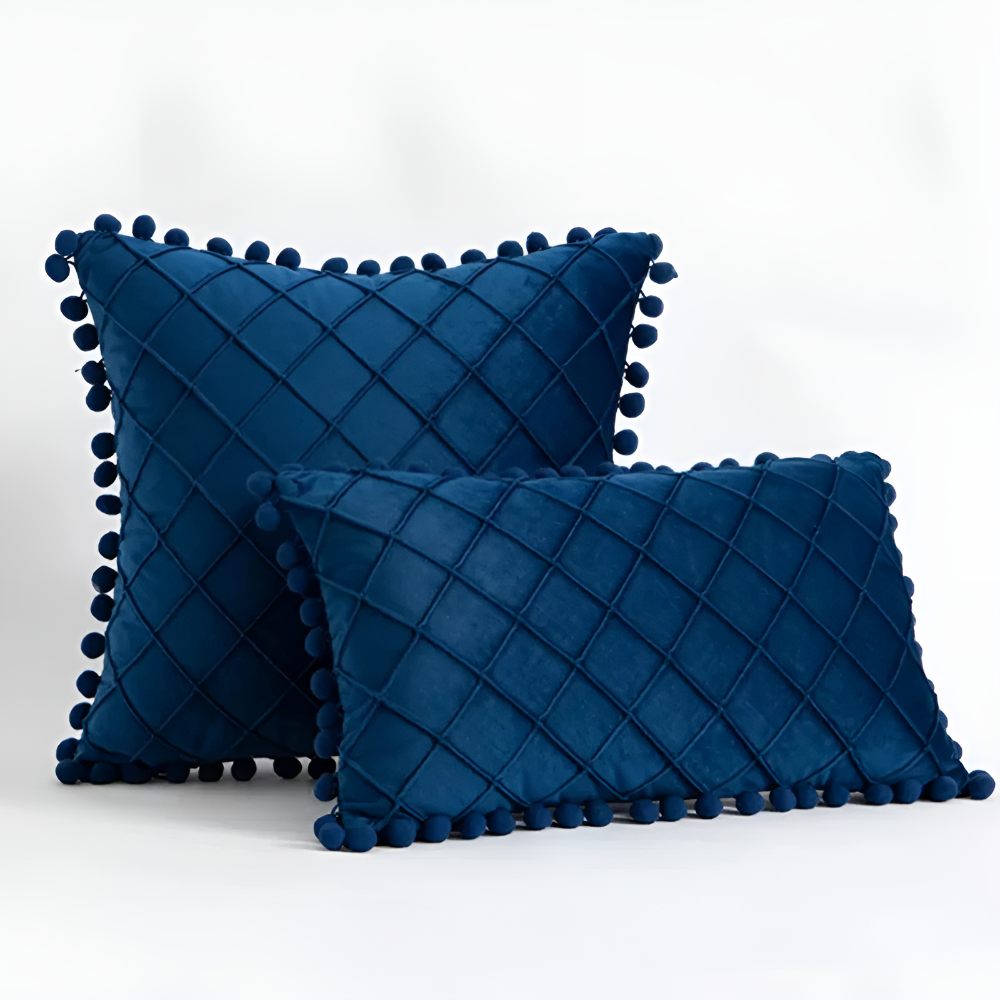 Quilted Luxe Cushion Cover with Pom