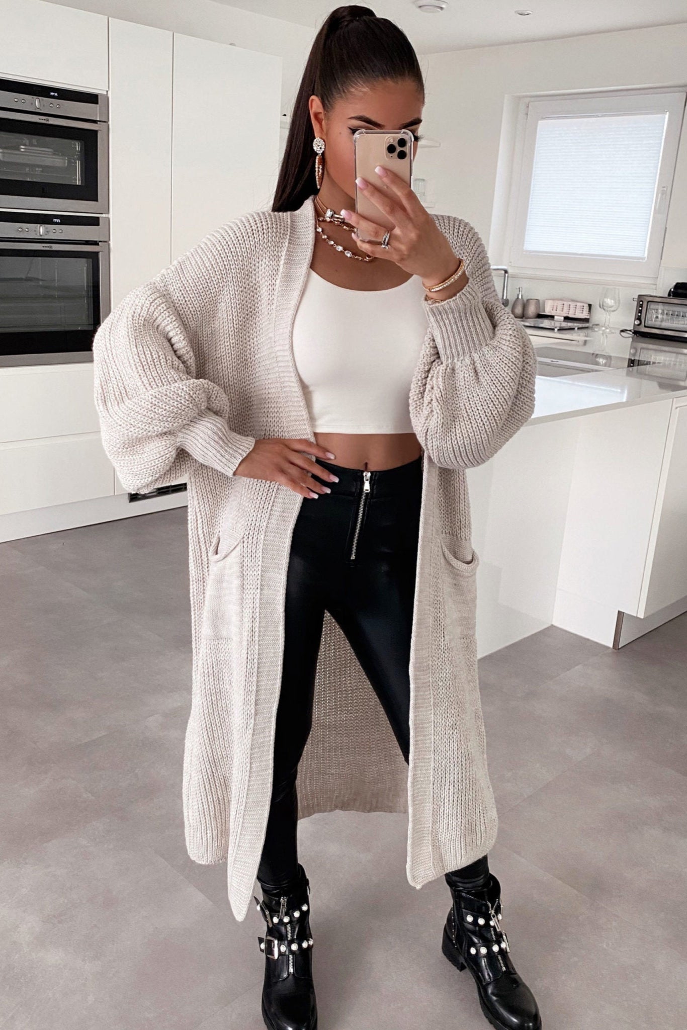 LONG KNITTED CARDIGAN | OPEN FRONT