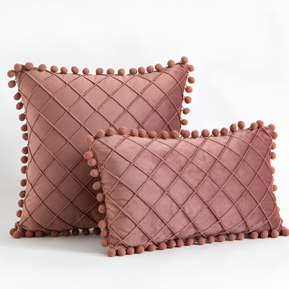 Quilted Luxe Cushion Cover with Pom