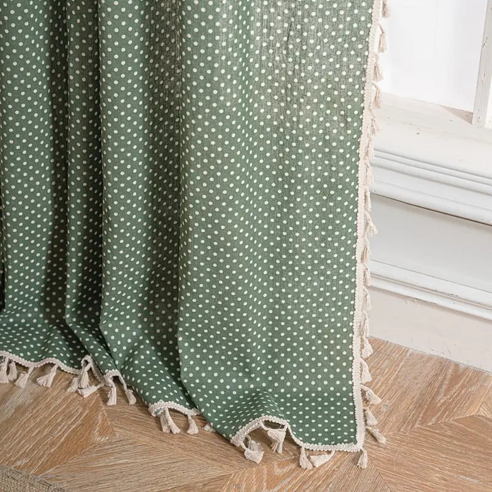 Everfern Dappled Polka Dot Tassel Curtain