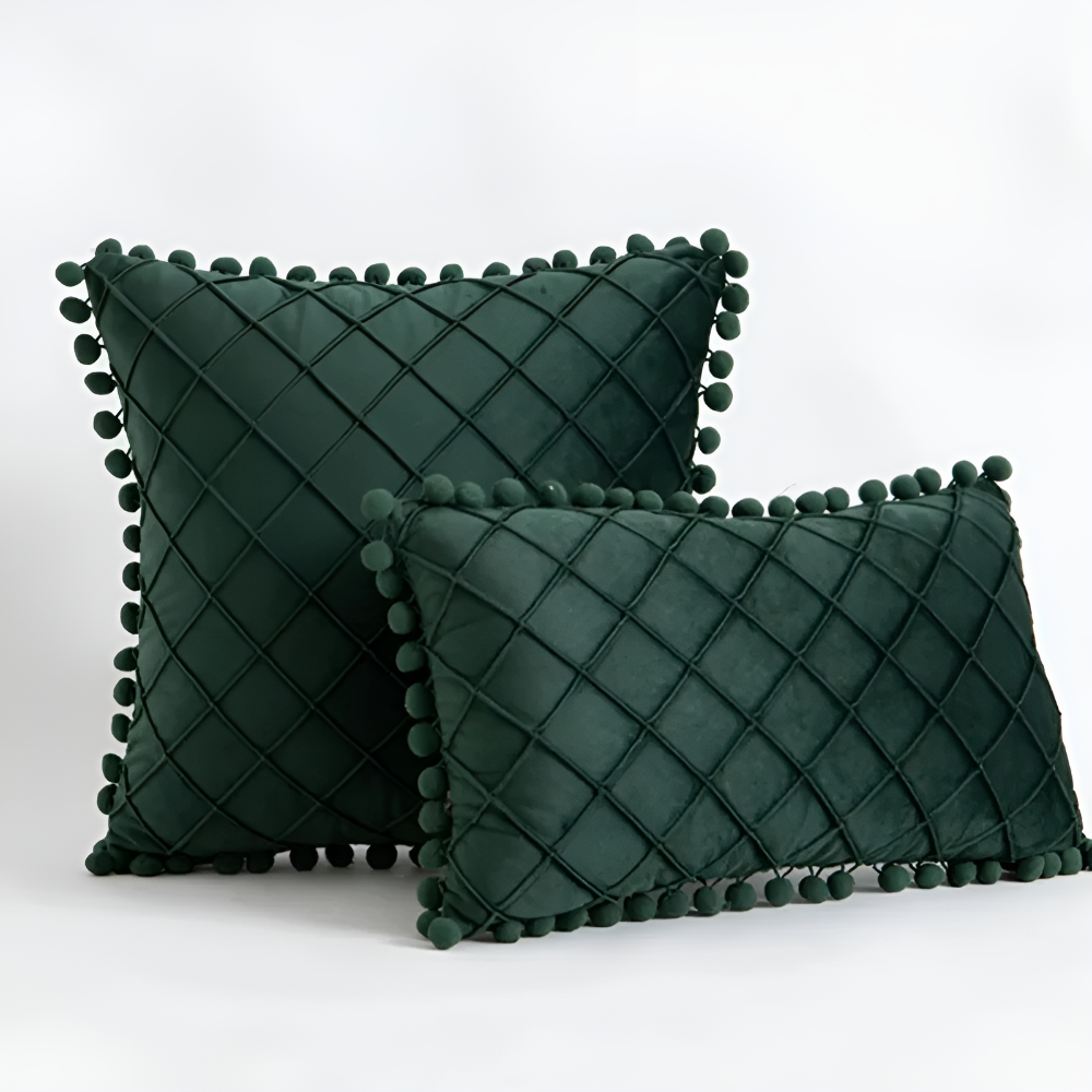 Quilted Luxe Cushion Cover with Pom