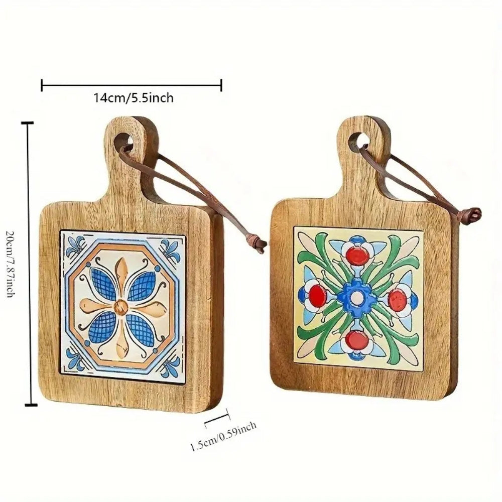 Moroccan Ebony Floral Wooden Trivets
