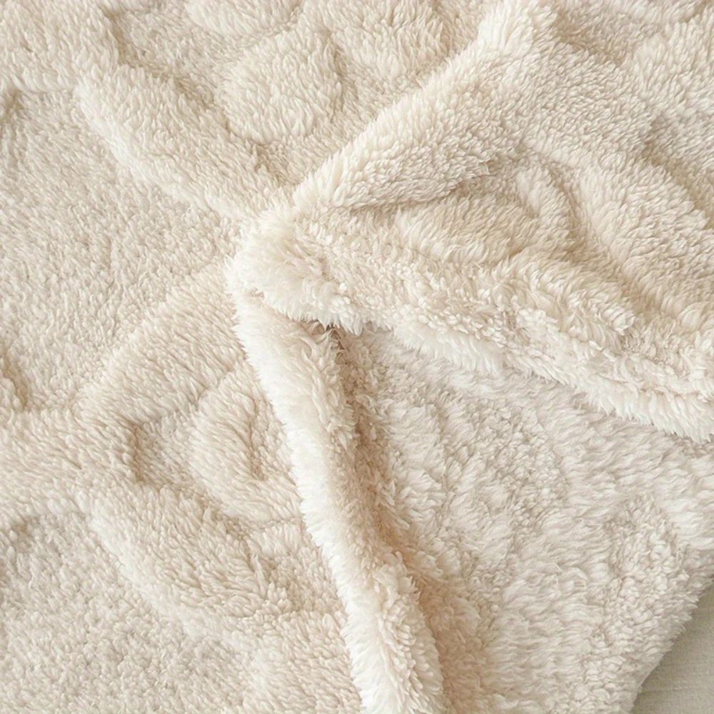 Leaf Embroidery Fleece Winter Blanket