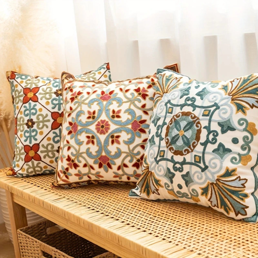 Aurae Embroidered Vintage Cushion Cover
