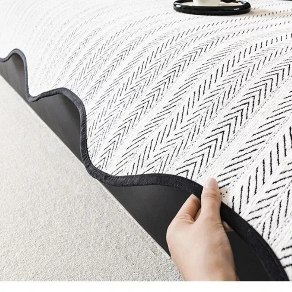 Aurivelle Herringbone Scallop Edge Couch Cover