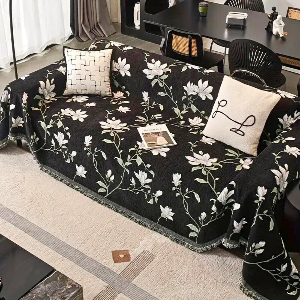 Vintage Floral Chenille Couch Cover